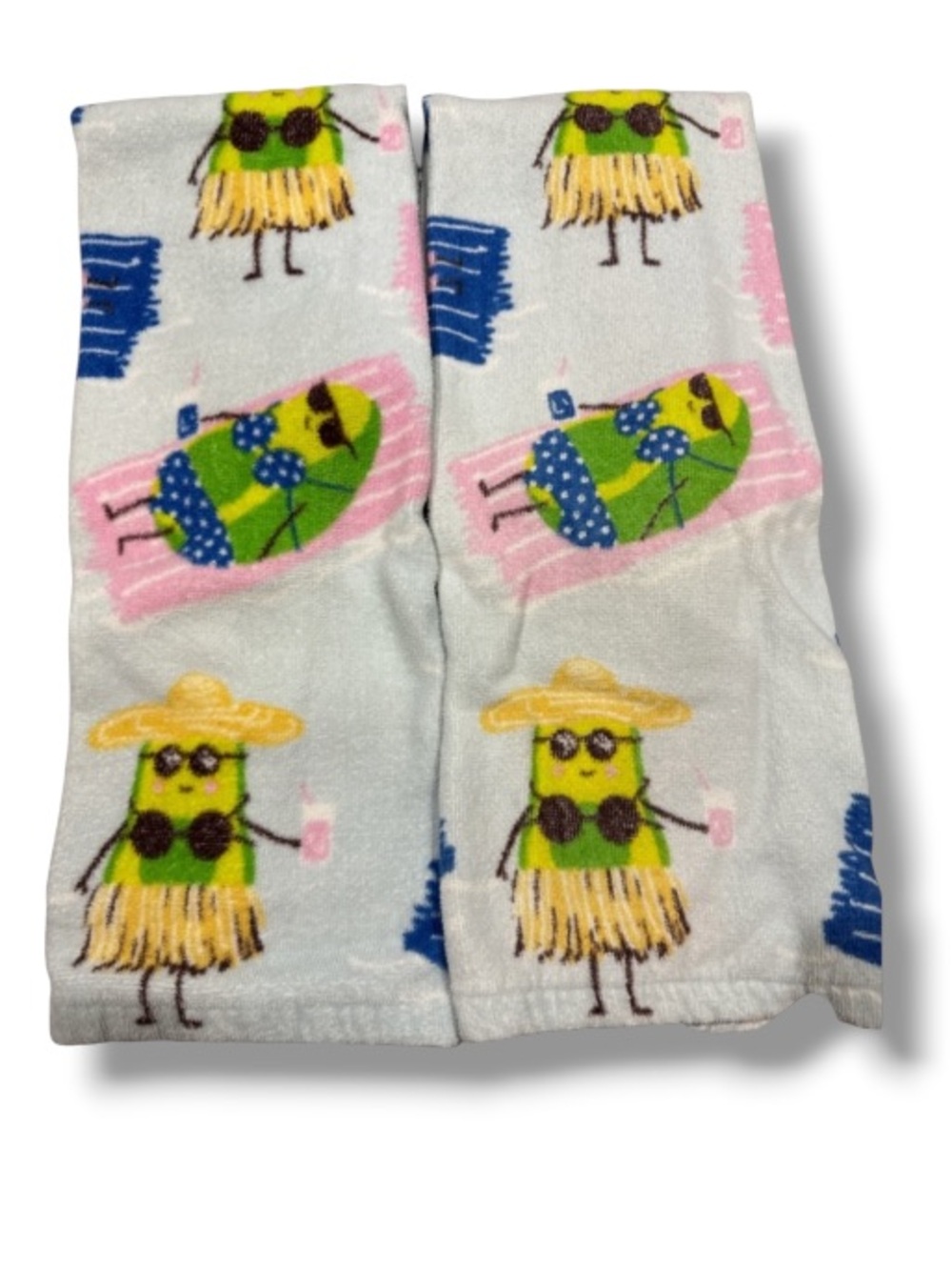 Summer Vibes Tropical Avocados Kitchen Hand Towels Set Luau Beach Avocado
